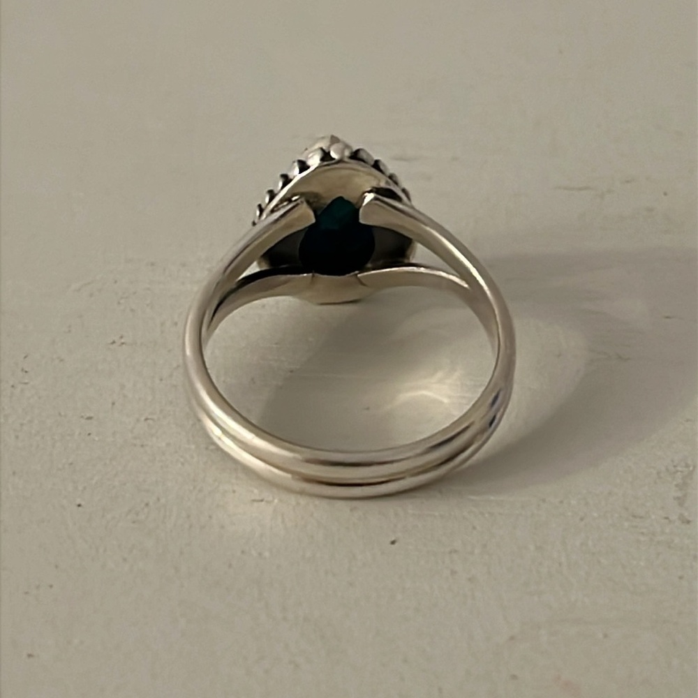 925 Solid Sterling Silver Pear Shaped Emerald Gem… - image 5